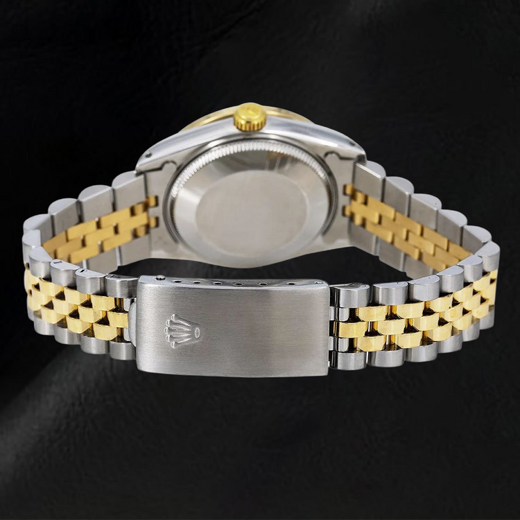 Montre Rolex Datejust en diamant de taille moyenne, cadran noir en diamant de taille moyenne
