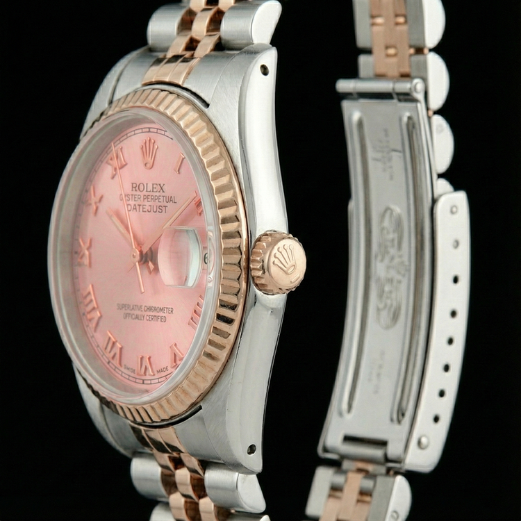 Montre Rolex Datejust pour femme, cadran romain, jubilé en acier inoxydable et or, lunette cannelée