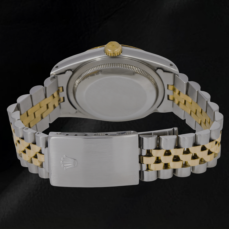 Montre Rolex Datejust pour hommes à deux tons avec cadran en diamant et bracelet jubilé