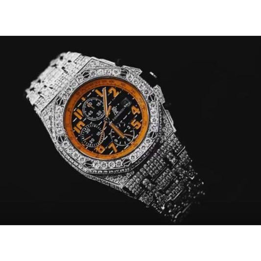 Montre Royal Oak Ap Avec Véritable Diamant Personnalisé 15 Ct Ss Volcano Diamond Watch