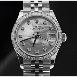 Montre pour homme Rolex Datejust 31 mm avec cadran en nacre et diamant en acier inoxydable