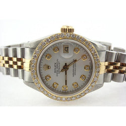 Montre Rolex Date-Just pour femme avec cadran blanc et diamant