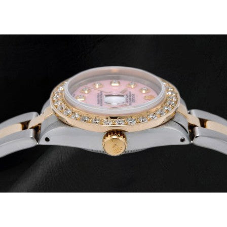 Montre Rolex Datejust 26 mm avec cadran en nacre rose et diamants, bracelet Oyster bicolore