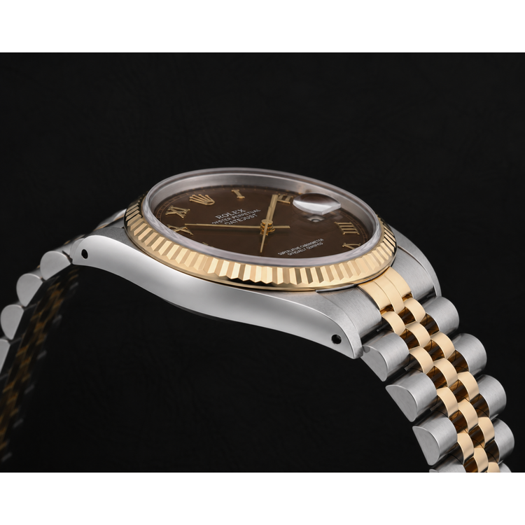 Montre Rolex Datejust 31 mm pour femme, bicolore chocolat, cadran à chiffres romains