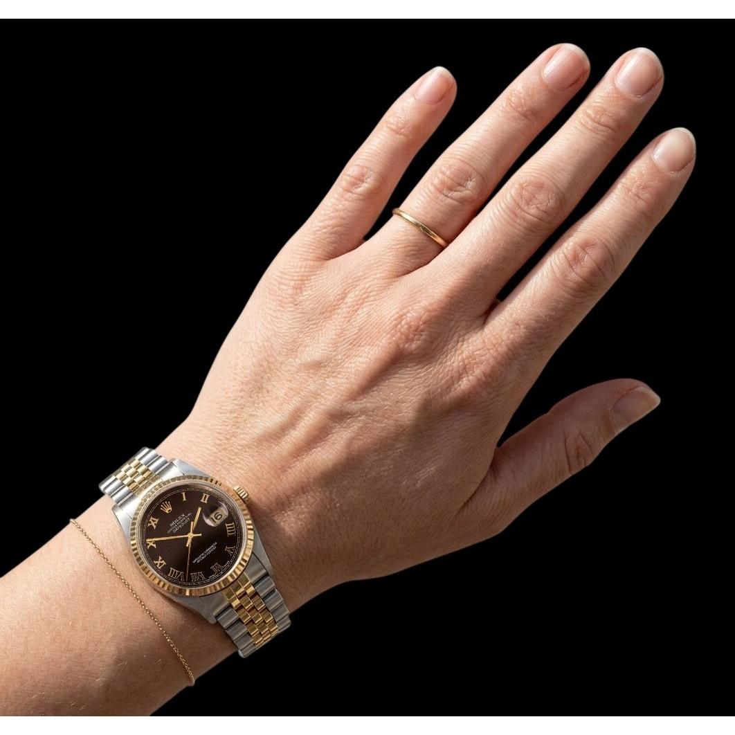 Montre Rolex Datejust 31 mm pour femme, bicolore chocolat, cadran à chiffres romains