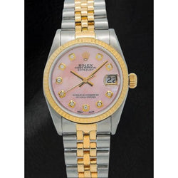 Montre Rolex Datejust 36 mm à cadran en nacre rose et diamants bicolore
