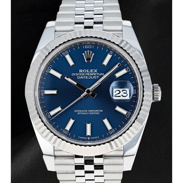 Montre Rolex Datejust 41 mm pour homme en acier bleu jubilé