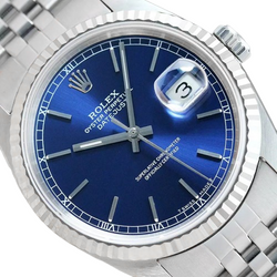 Montre Rolex Datejust Année 2000 Cadran Bleu Stick 36 mm Acier Inoxydable