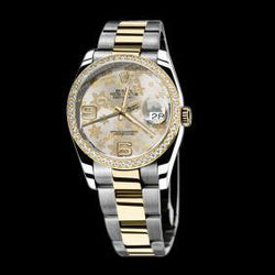 Montre Rolex Datejust homme femme acier inoxydable et or cadran fleur bicolore réglage rapide