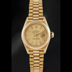 Montre Rolex Datejust style présidentiel 26 mm pour femme avec cadran champagne et or jaune