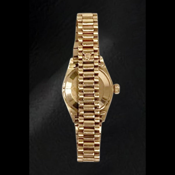 Montre Rolex Datejust style présidentiel 26 mm pour femme avec cadran champagne et or jaune