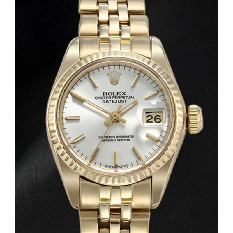 Montre Rolex Lady Datejust avec cadran blanc et or jaune President