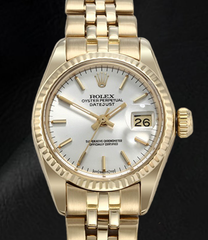 Montre Rolex Lady Datejust avec cadran blanc et or jaune President