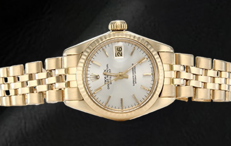 Montre Rolex Lady Datejust avec cadran blanc et or jaune President