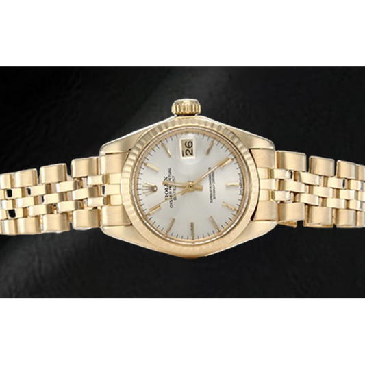 Montre Rolex Lady Datejust avec cadran blanc et or jaune President