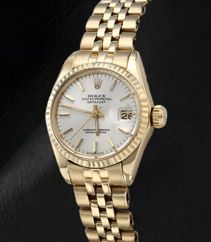 Montre Rolex Lady Datejust avec cadran blanc et or jaune President