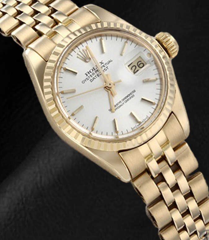 Montre Rolex Lady Datejust avec cadran blanc et or jaune President