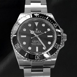 Montre Rolex Submariner 41 mm sans date avec cadran noir en acier inoxydable pour homme