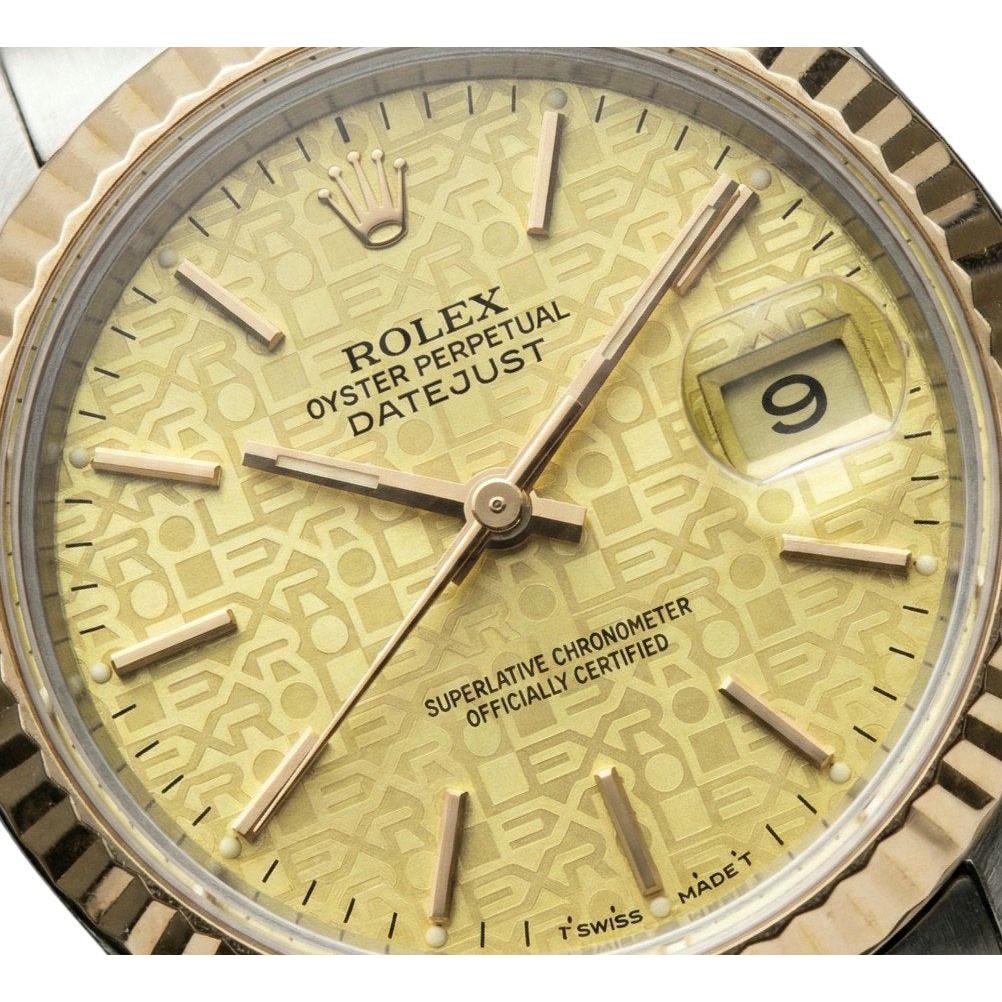 Montre Dame Champagne Bâton Cadran Rolex Lunette Or Jaune Jubilé