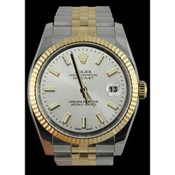Montre Datejust Rolex pour hommes, cadran blanc, acier inoxydable et or, jubilé, ensemble rapide