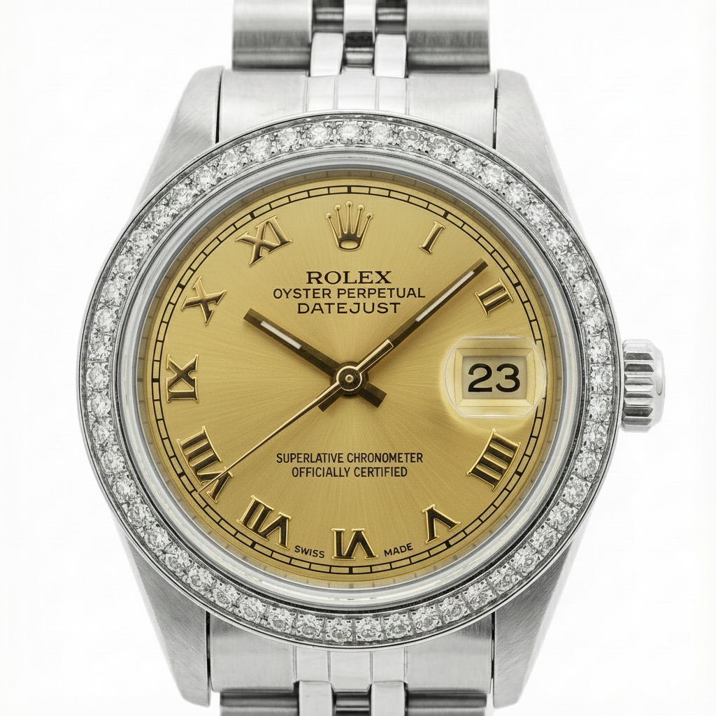 Montre Datejust acier inoxydable Jubilé dame Rolex lunette diamant