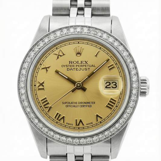 Montre Datejust acier inoxydable Jubilé dame Rolex lunette diamant