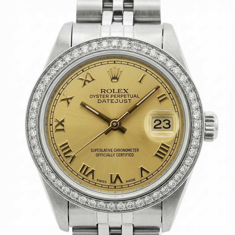 Montre Datejust acier inoxydable Jubilé dame Rolex lunette diamant