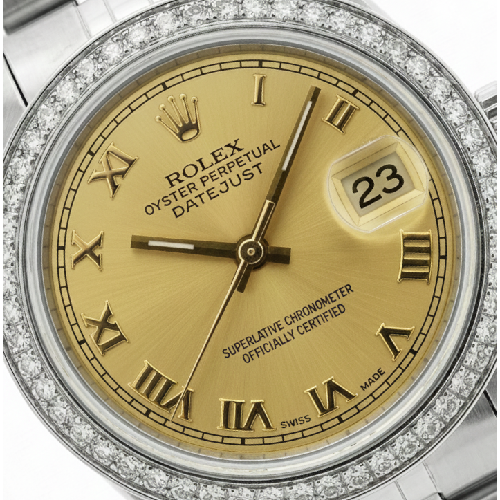 Montre Datejust acier inoxydable Jubilé dame Rolex lunette diamant