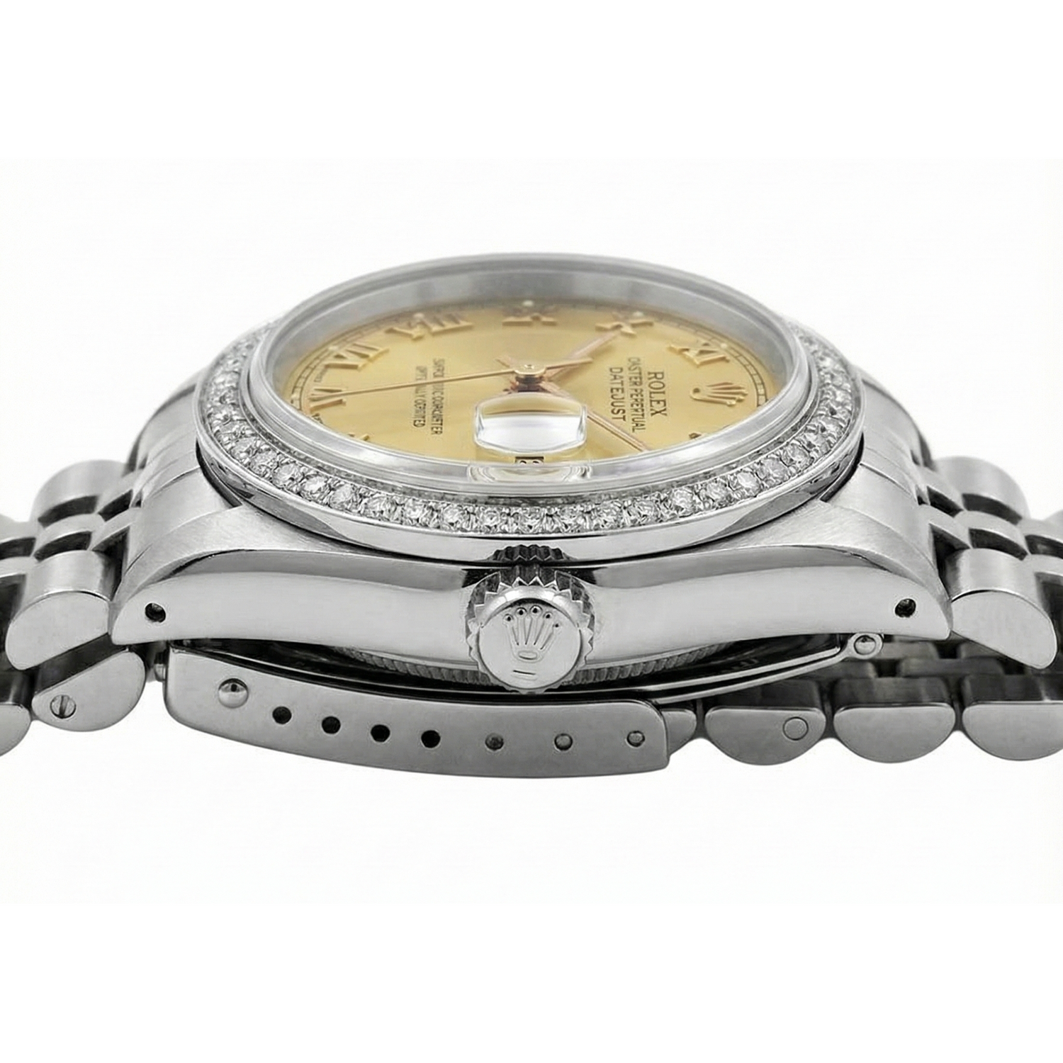 Montre Datejust acier inoxydable Jubilé dame Rolex lunette diamant