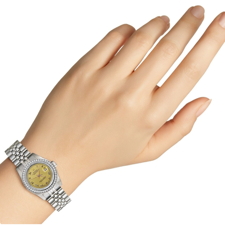 Montre Datejust acier inoxydable Jubilé dame Rolex lunette diamant P2