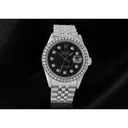 Montre Datejust acier inoxydable pour homme avec cadran diamant jubilé noir à grande lunette Rolex
