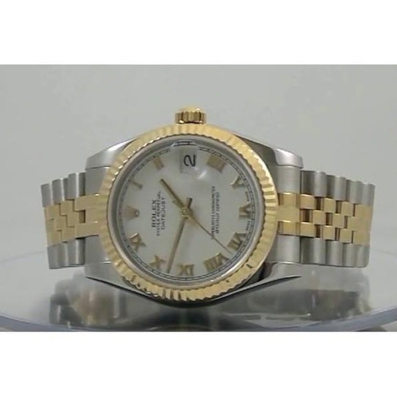 Montre Datejust de taille moyenne, cadran romain blanc, montre Rolex