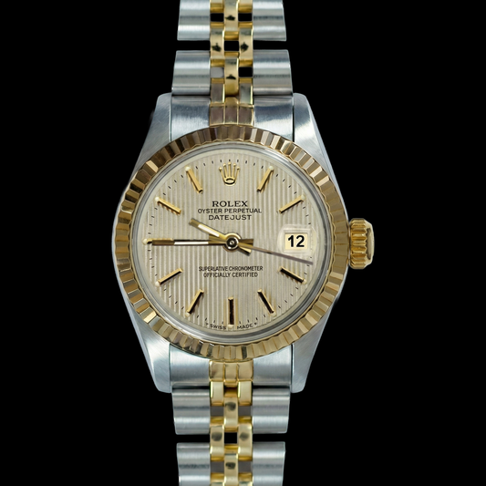 Montre Datejust pour femme, cadran blanc, jubilé en acier inoxydable et or, Rolex