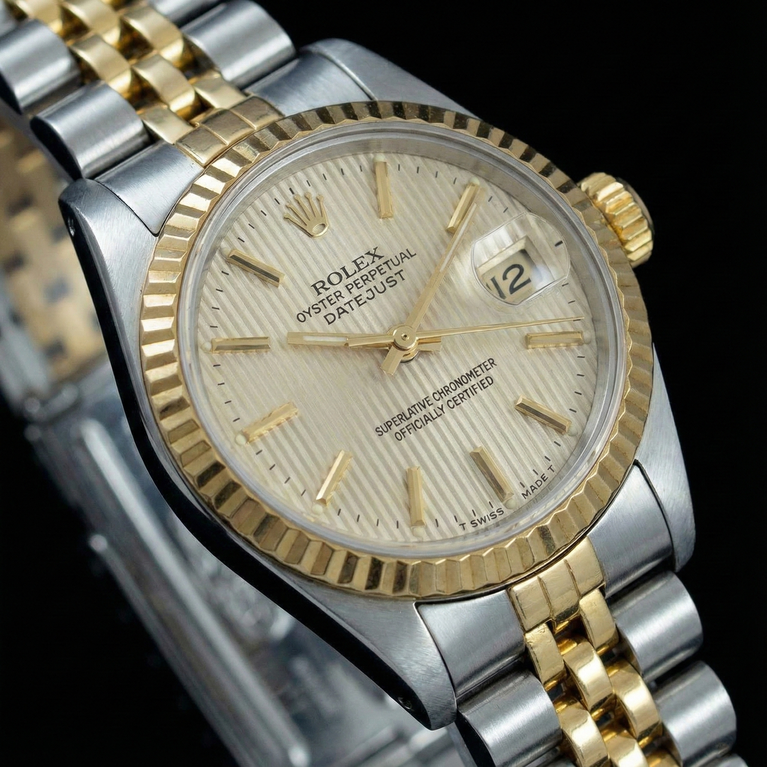 Montre Datejust pour femme, cadran blanc, jubilé en acier inoxydable et or, Rolex