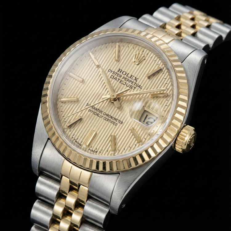 Montre Datejust pour femme, cadran blanc, jubilé en acier inoxydable et or, Rolex