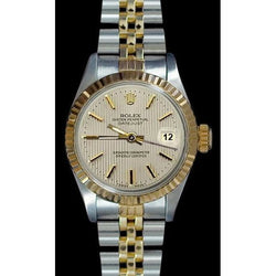 Montre Datejust pour femme, cadran blanc, jubilé en acier inoxydable et or, Rolex