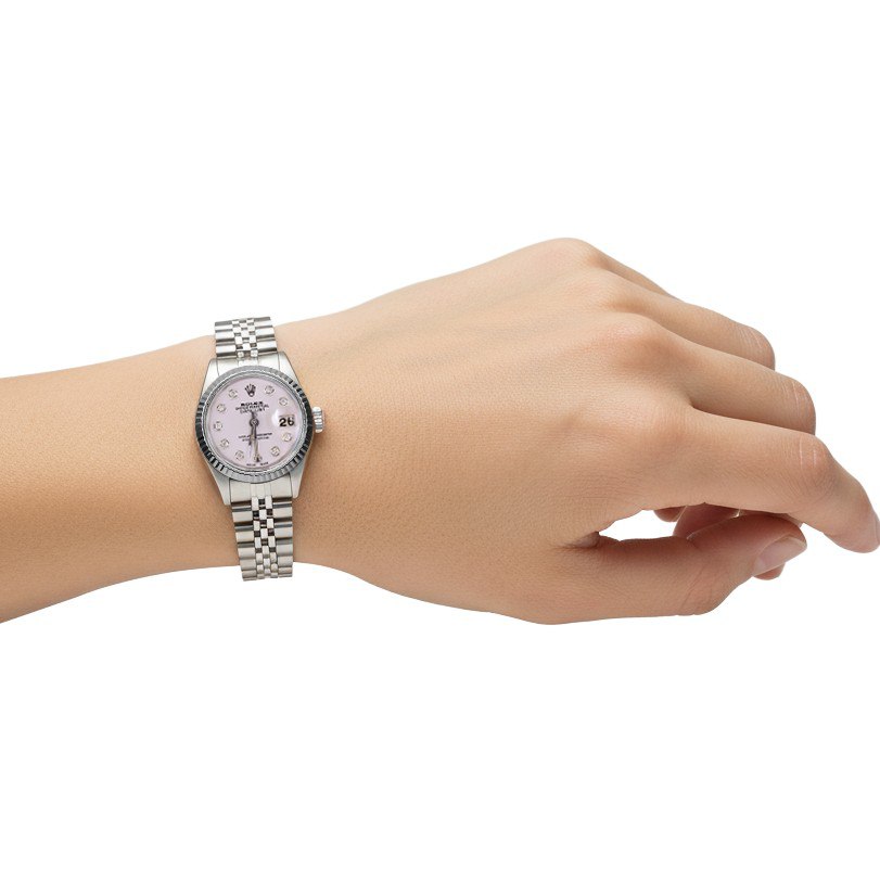 Montre Femme Cadran Diamant Argent acier inoxydable Bracelet Jubilé Rolex Datejust P4