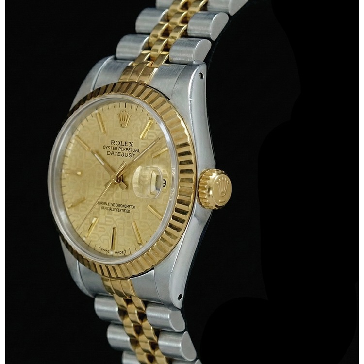 Montre Femme Datejust Cadran Bâton De Champagne Rolex acier inoxydable & Jubilé Or