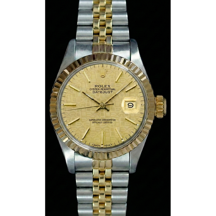 Montre Femme Datejust Cadran Bâton De Champagne Rolex acier inoxydable & Jubilé Or