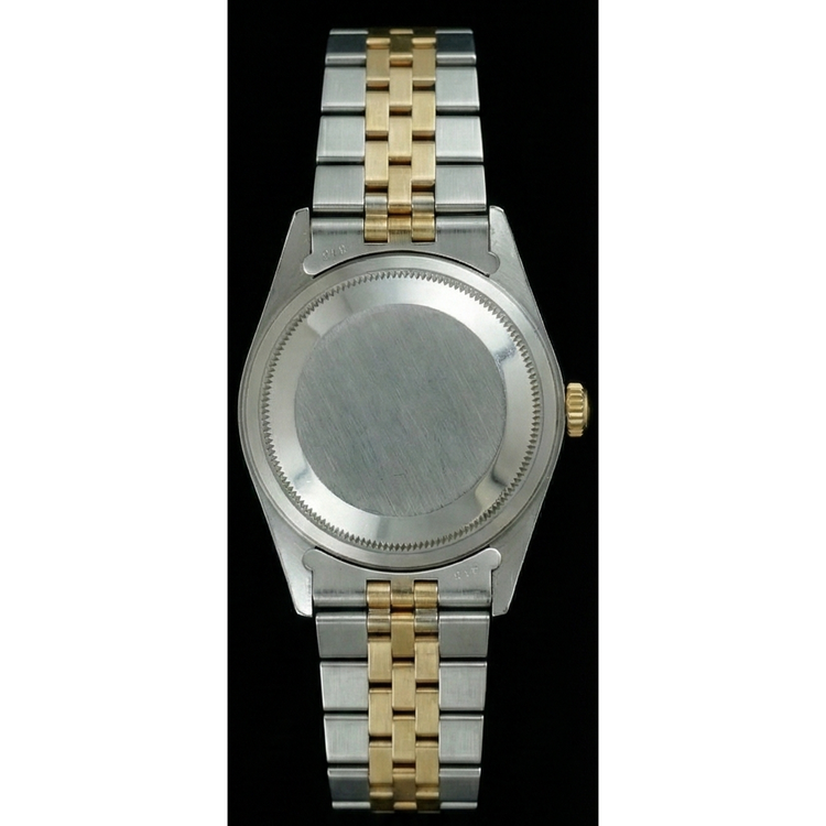 Montre Femme Datejust à Lunette Cannelée Bicolore Cadran Romain Bleu Rolex