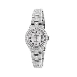 Montre Femme Rolex Datejust Bracelet Plein Diamants 12 Carats