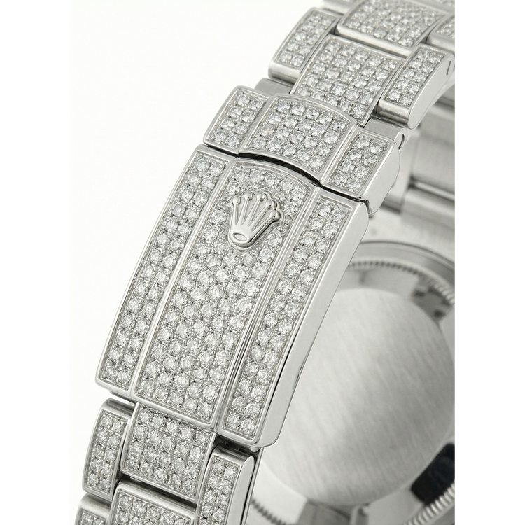 Montre Femme Rolex Datejust Bracelet Plein Diamants 12 Carats