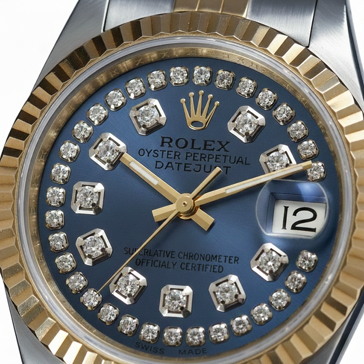 Montre Femme Rolex Datejust Cadran Diamant Chaîne acier inoxydable & Or