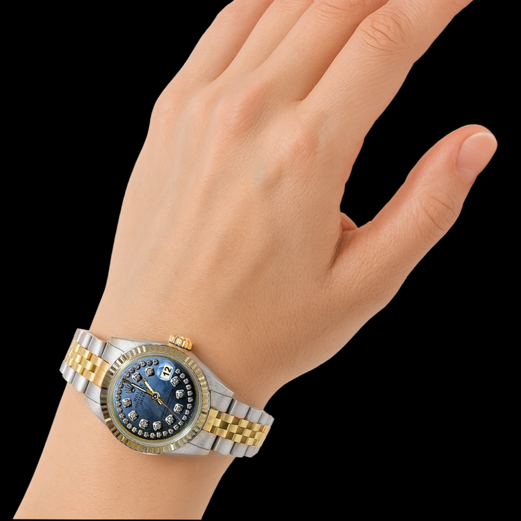 Montre Femme Rolex Datejust Cadran Diamant Chaîne acier inoxydable & Or