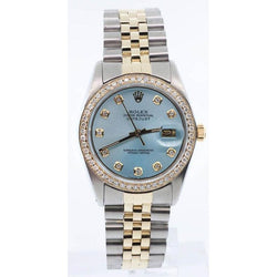Montre Jubilé Bicolore Lunette Cadran Diamant Rolex Datejust réglage rapide