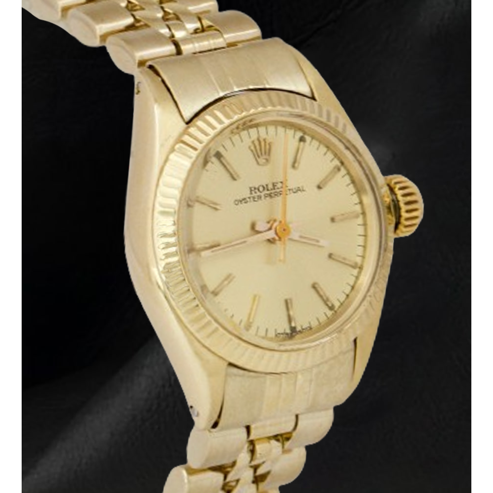 Montre Rolex 24 mm avec cadran champagne en or jaune