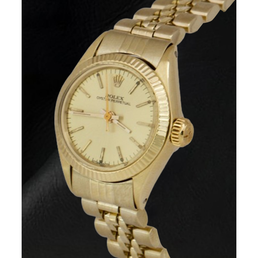 Montre Rolex 24 mm avec cadran champagne en or jaune