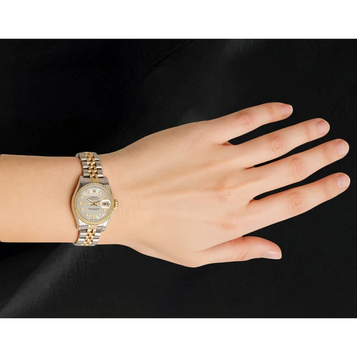 Montre Rolex 26 mm Année 2002 Cadran Diamants en Nacre Blanche
