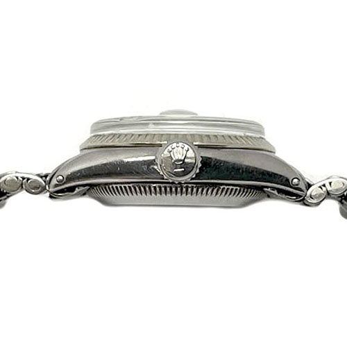 Montre Rolex 26 mm avec cadran argenté et date en acier inoxydable
