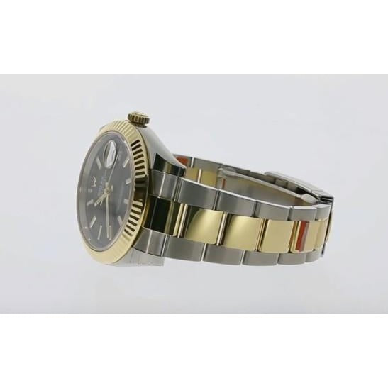 Montre Rolex Cadran Noir Datejust Ii Bracelet huître acier inoxydable & Or2